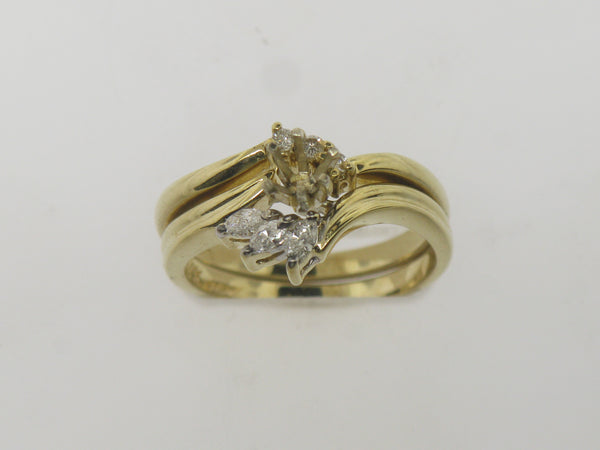 14K Yellow Gold Diamond Wedding Band and Engagement Ring