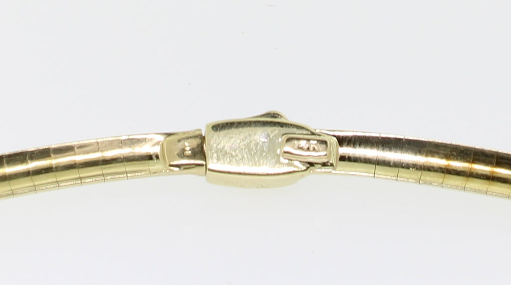 925 Sterling Silver & 14k Solid Gold Reversible Omega Necklace.4MM 18
