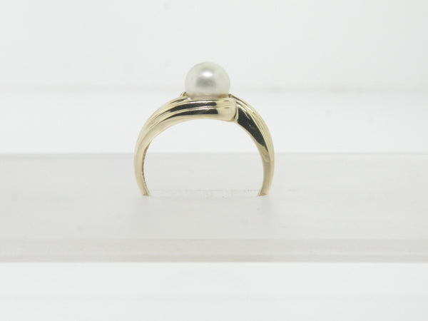 14K Yellow Gold 6mm Akoya Saltwater Pearl Ring Size 6 (Estate Jewelry)