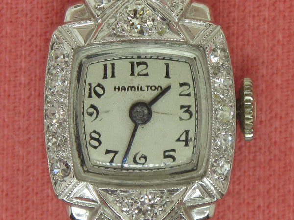 Ladies Platinum Diamond Hamilton Wrist Watch (w/o Band)