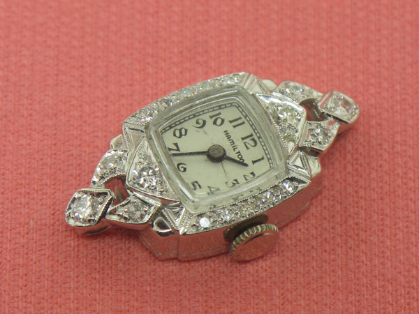 Ladies Platinum Diamond Hamilton Wrist Watch (w/o Band)