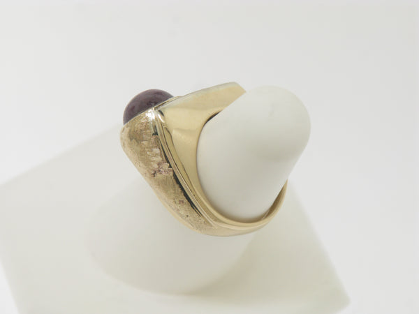 14K Yellow Gold Purple Star Sapphire (Genuine) and Diamonds Ring Size 6.5