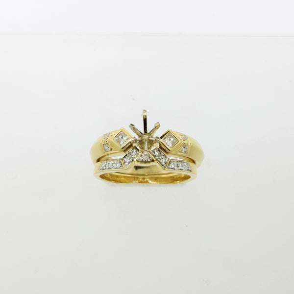14K Yellow Gold Diamond Wedding Set Semi-Mount Size 7 (Brand New)