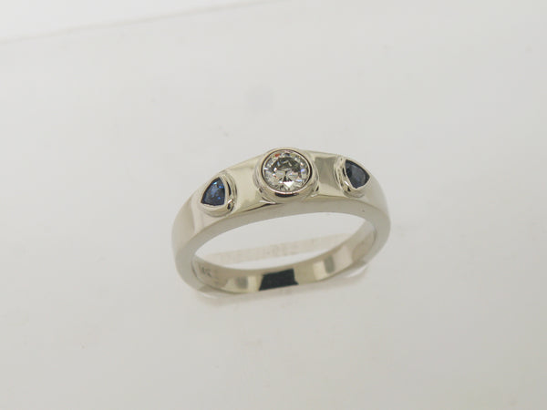 Bezel Set Diamond And Sapphire Remount Ring