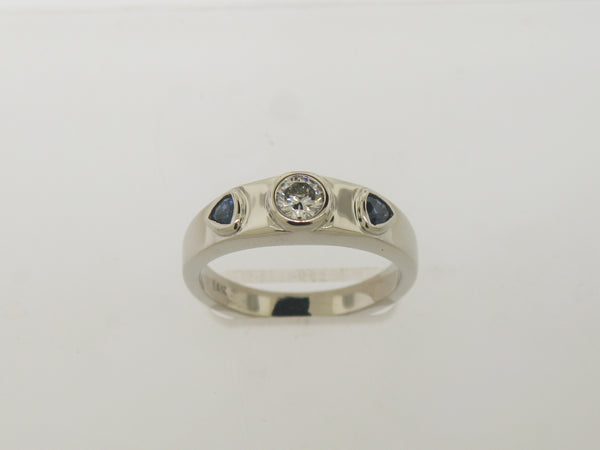 Bezel Set Diamond And Sapphire Remount Ring