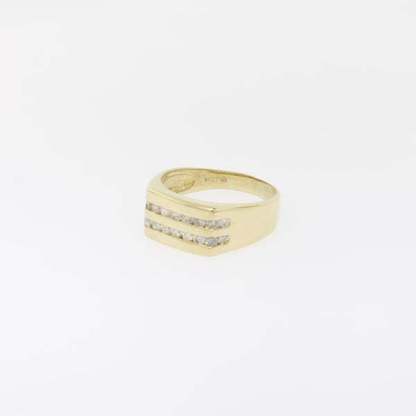 14K Yellow Gold 2 Row Gentlemen's Diamond Ring (1 CTW) (Size 12.5) (Estate)