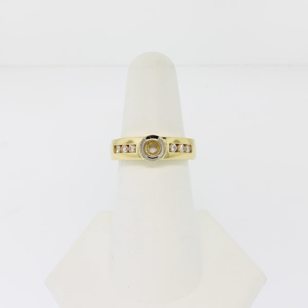 14K Yellow Gold Diamond Semi Mounting with Semi Bezel (Sale Jewelry)