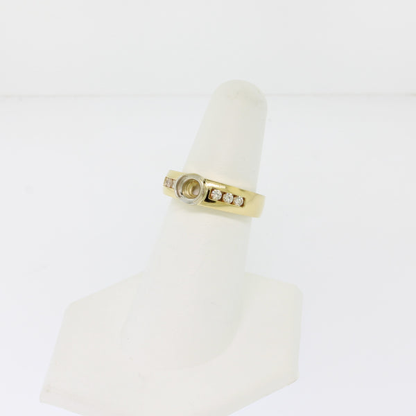 14K Yellow Gold Diamond Semi Mounting with Semi Bezel (Sale Jewelry)