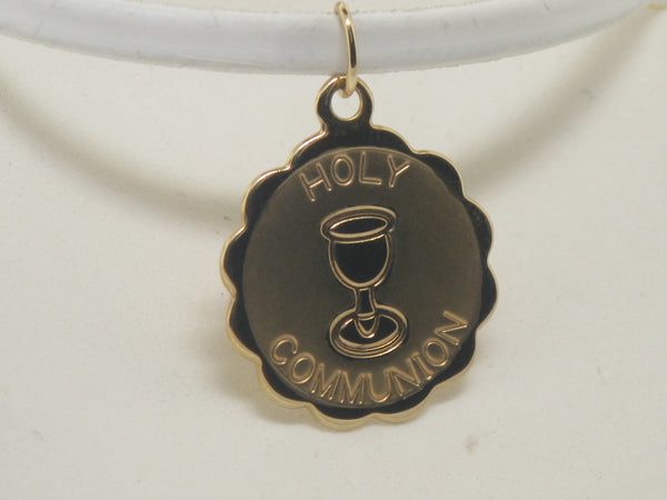 14K Yellow Gold Holy Communion Disc Medal Pendant