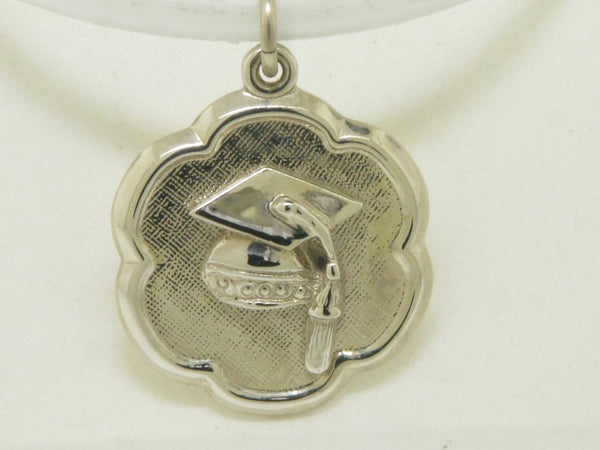 14K White Gold Graduation Cap Pendant Charm Rembrandt New Old Stock Jewelry