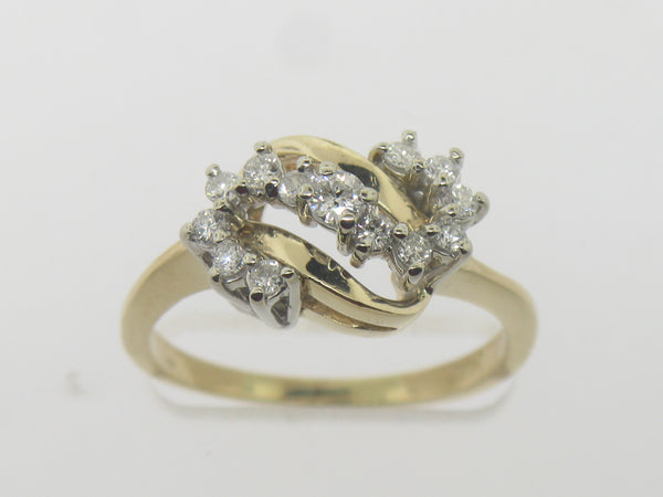 14K Yellow Gold Diamond S-Swirl Ring .32 CTTW