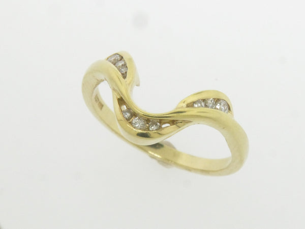 14K Yellow Gold (9) Diamond (1/8 CT) V Shaped Wrap for Marquise Ring (Brand New)