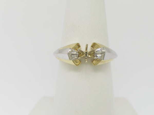 14K Yellow and White Gold Ladies Semi Mounting (4) .16 CTTW Size 6