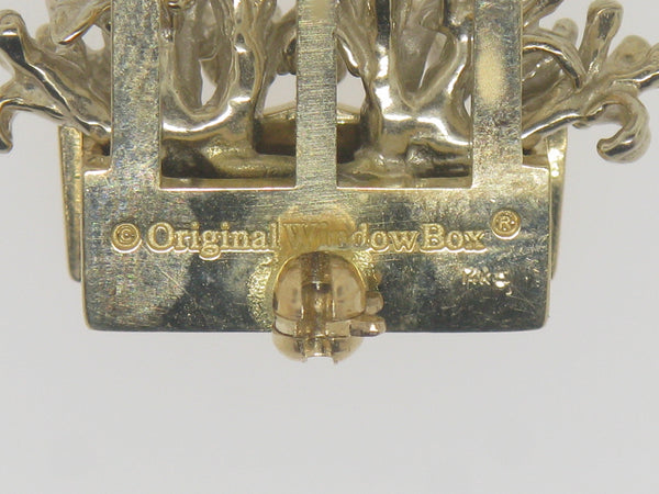 14k Yellow and White Gold Original Window Box Pin / Brooch