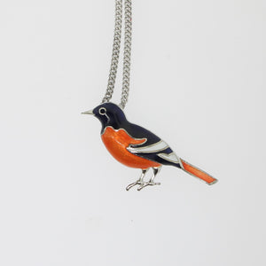 Sterling Silver Orioles Bird Pendant on Curb Chain