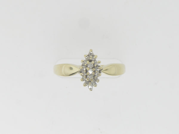 14K Yellow Gold Diamond Cluster Ring 17-.13 CTTW Size 5 Preowned