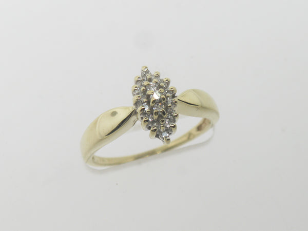 14K Yellow Gold Diamond Cluster Ring 17-.13 CTTW Size 5 Preowned