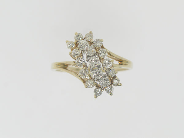 14K Yellow Gold Diamond Cluster Ring 1 CT TW (Size 9.5) (Estate Jewelry)