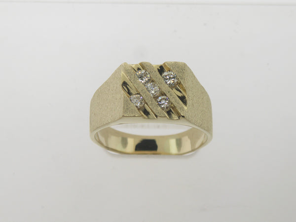 14K Yellow Gold Gentlemen's 5 Diamond Ring .50 cttw Size 12.25 (Estate Jewelry)