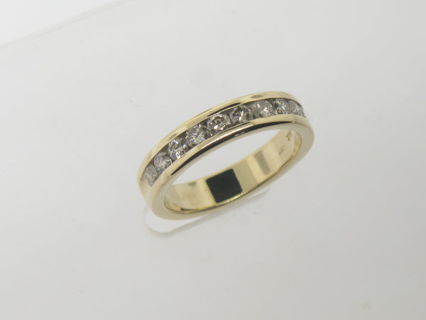 14K Yellow Gold 10 Diamond Ring Band 1 CTTW Size 9-1/8 (Estate Jewelry)