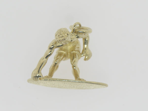 14K Yellow Gold Surfer Charm / Pendant (Estate Jewelry)