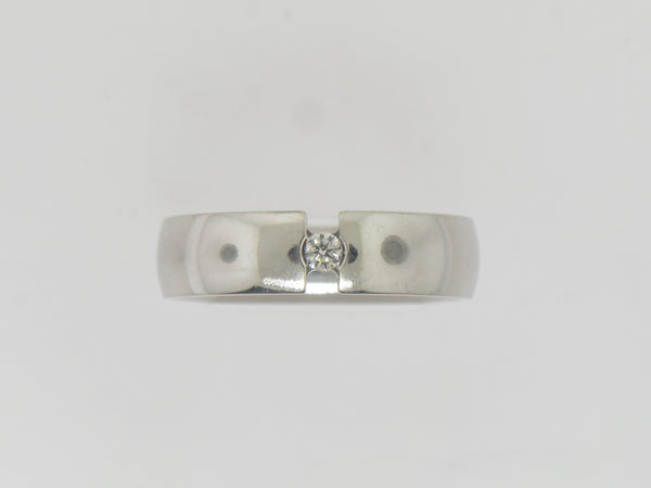 14K White Gold Diamond Band .08CT 6mm Wide Size 10 New Old Stock