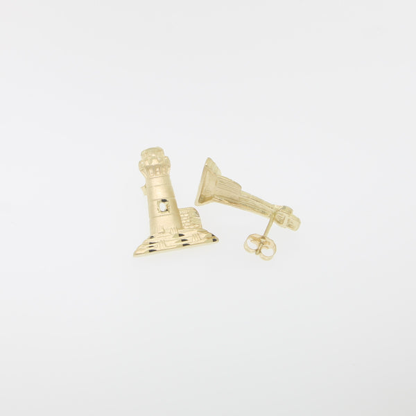 14k Yellow Gold Diamond-Cut Lighthouse Earrings from our Estate Collection