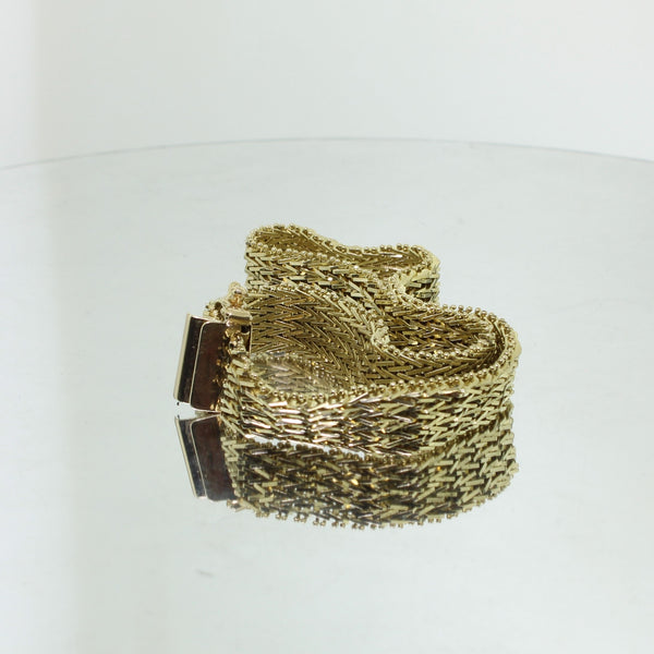 14K Yellow Gold Mesh Style Bracelet 8.75" 8.5mm Wide (Estate Collection)