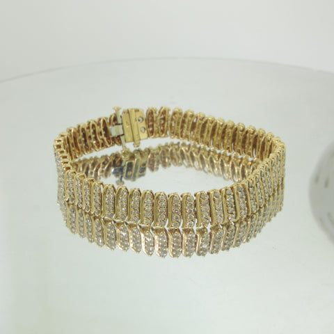 14K Yellow Gold 3.25 CTTW Diamond Bracelet 6-3/4" (Estate)