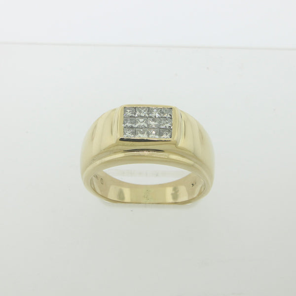 14K Yellow Gold Men's Invisible Set Diamond Ring (~.72CTW) Size 10.75 (Estate)