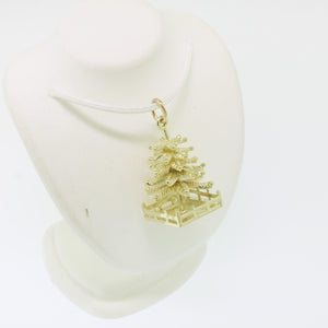 14K Yellow Gold Christmas Tree Pendant in a Fence from our Estate Collection