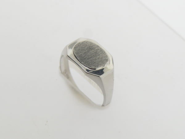 14K White Gold Signet Ring with Sideways Signet Area (Brand New)
