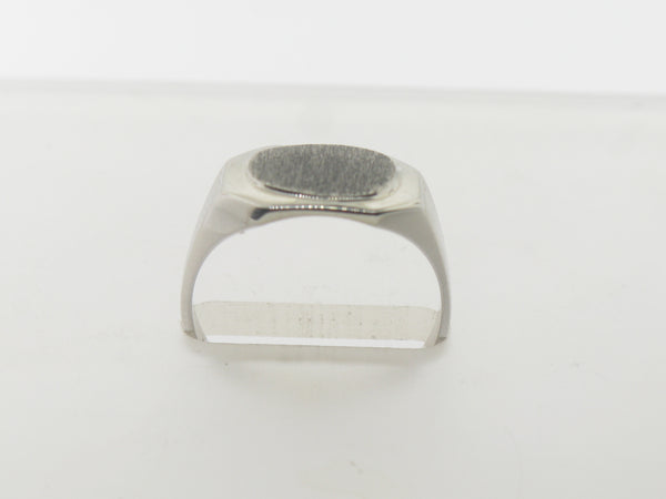 14K White Gold Signet Ring with Sideways Signet Area (Brand New)