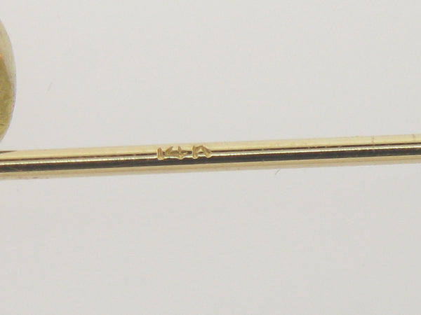 14K Yellow Gold 8mm Cabochon Tourmaline Pin Preowned Jewelry