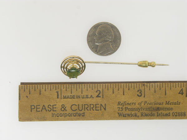 14K Yellow Gold 8mm Cabochon Tourmaline Pin Preowned Jewelry