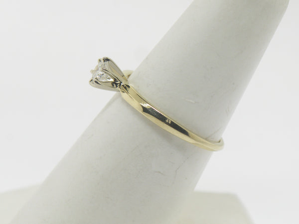 14K Yellow Gold Knife Edge Solitaire Diamond Engagement Ring New Old Stock