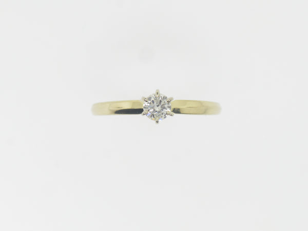 14K Yellow Gold Knife Edge Solitaire Diamond Engagement Ring New Old Stock