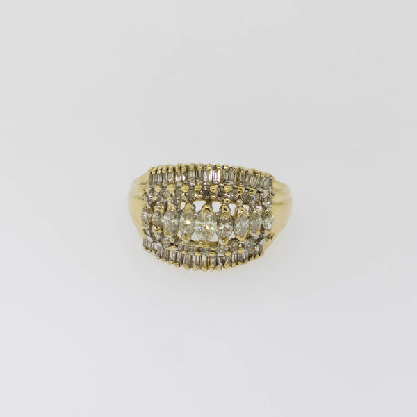 14K Yellow Gold Diamond Dome Ring - 1.76ctw, Size 10, Estate Jewelry
