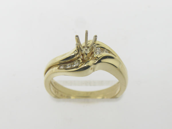 14K Yellow Gold Diamond Semi Mounting Wedding Set (Brand New Sale)