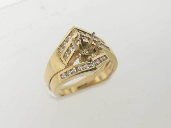 14K Yellow Gold Diamond Ring Semi Mounting [For 3/4 CT] New Old Stock