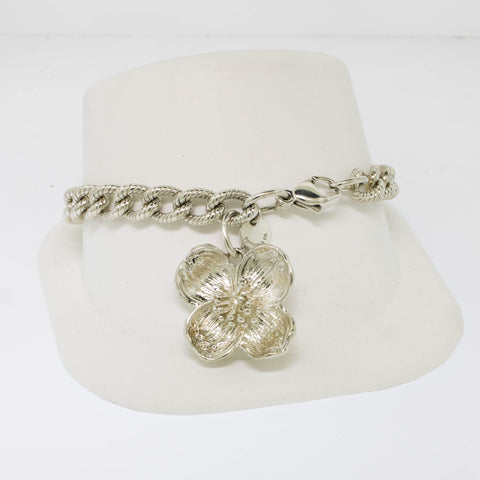 Tiffany & Co. Sterling Silver 7" Dogwood Flower Charm Bracelet (Estate Jewelry)