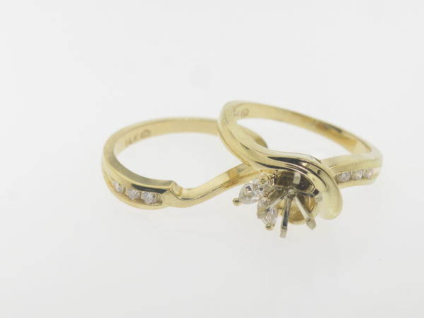 14K Yellow Gold Diamond Wedding Set Semi-Mounting (Brand New Sale)