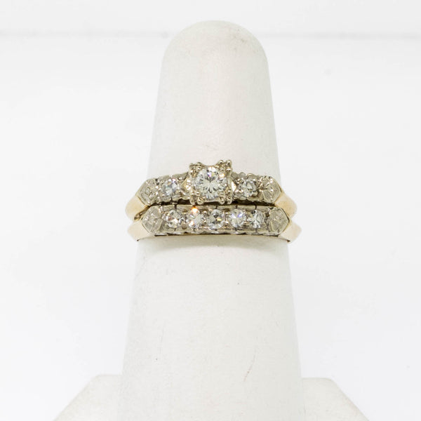 14K Yellow and White Gold Wedding Set .45CTTW Size 6.25 (Estate Jewelry)