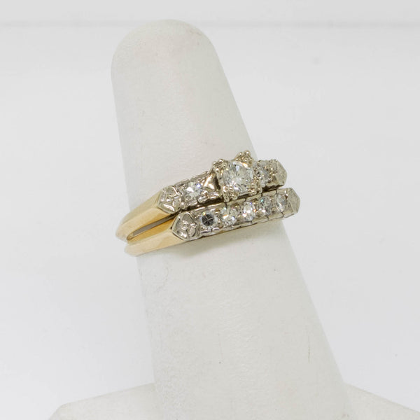 14K Yellow and White Gold Wedding Set .45CTTW Size 6.25 (Estate Jewelry)